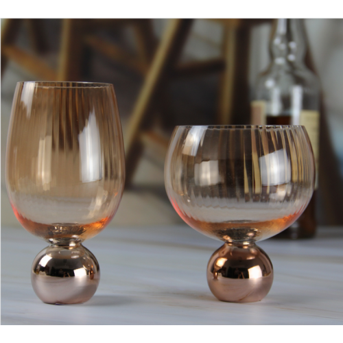 Ribbed Vintage Gin Glasses ribbed gin balloon glass wine glass set Factory