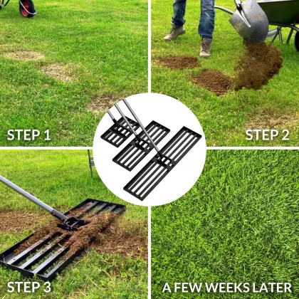 7ft Aluminum Heavy Duty Landscape Rake Handle with Ground Plate