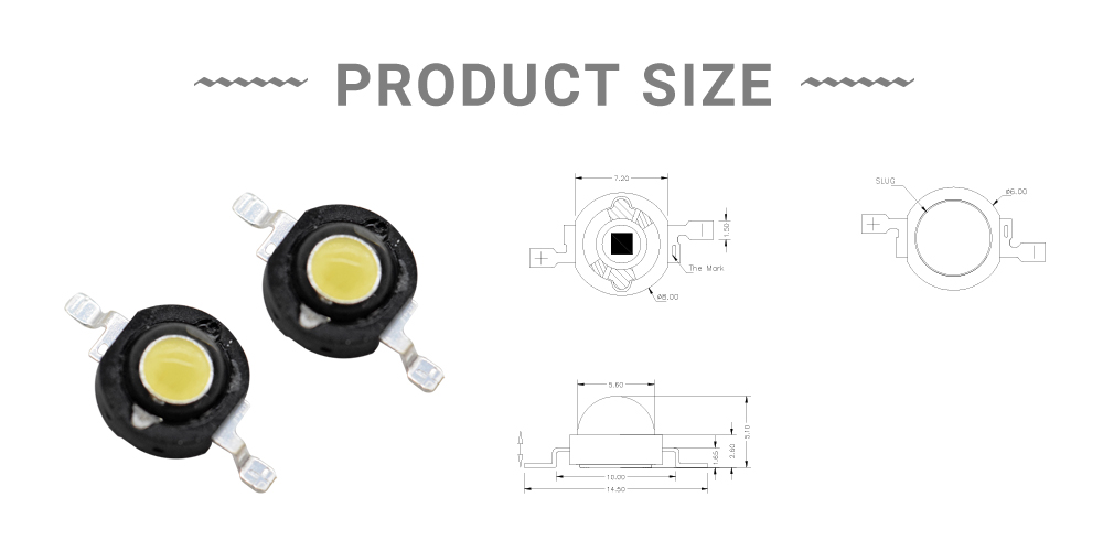 Size of high power white LED