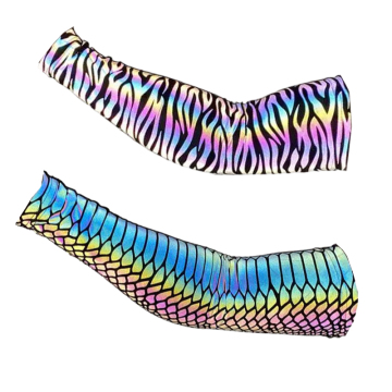 Ice Silk Holographic Reflective UV Protection Arm Sleeves for Summer Cycling