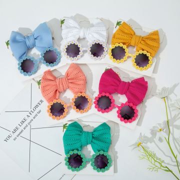Hot Sale Baby Daisy Sunglasses Set with Bow and Hairband