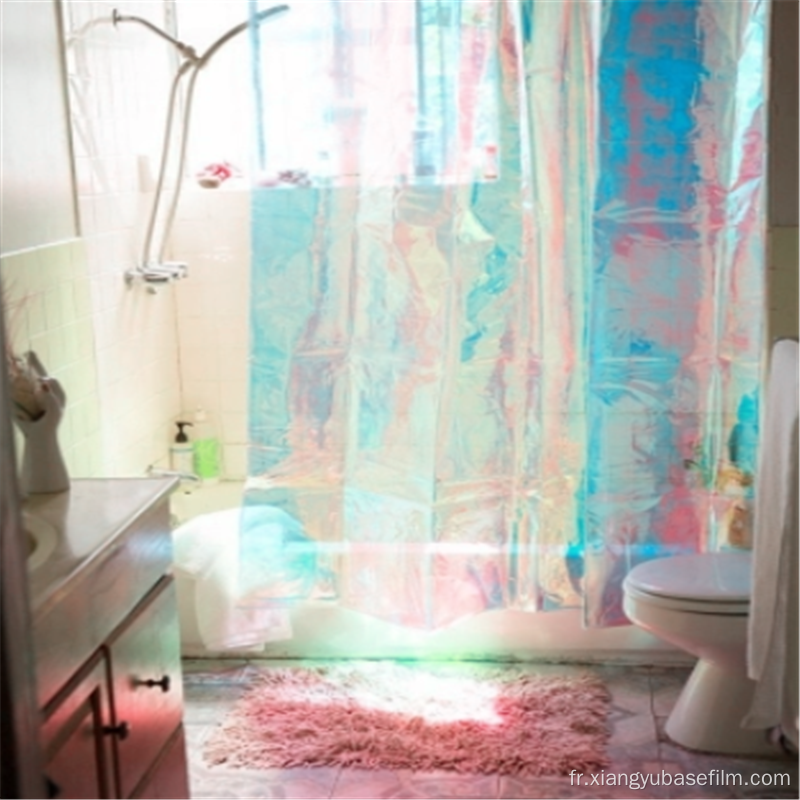 Les rideaux de salle de bain ornent le film de base de décoration arc-en-ciel en PET