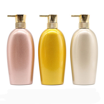 600ml PET Plastic Shampoo Bottles with Golden Pump - Empty Luxury Lotion Containers