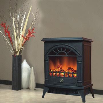 Freestanding fireplace with resin log, CSA/CE/GS/SAA/EMC approval
