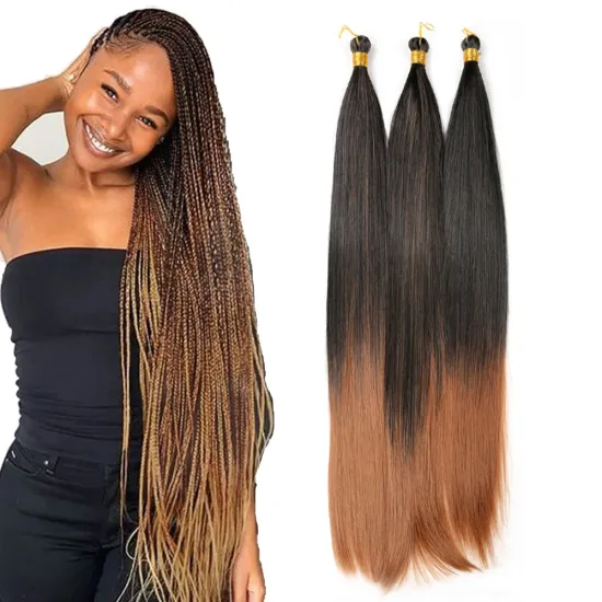 Long Synthetic Silky Straight Braiding Hair Bulk Suppport Customzied Crochet Silky Pony Bone Straight Attachment Hair Extensions