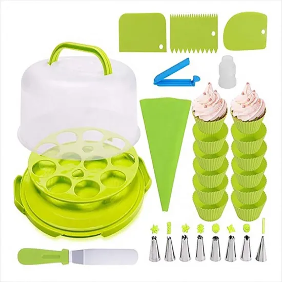 Round Cupcake Carrier with Handle: Transporter, Holder, and Storage Container