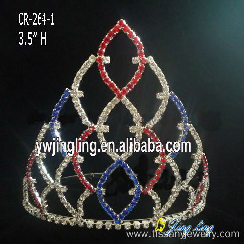 Hair accessories red bule crystal pageant crowns cheap