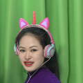 Unicorn Cat Ear Led Kids Headphone Kreatif