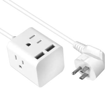 US Standard Cube Power Strip με 2 θύρες USB, πρίζες 4 δρόμων, καλώδιο επέκτασης 1,5M - 15A 120V