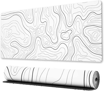 Custom Printed Large Abstract White Wave Gamer Mouse Pad
