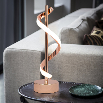 Minimalist Contemporary LED Spiral Table Lamp - Rose Gold Aluminum 12W for Bedroom