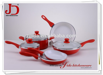 ALUMINUM CERAMIC COOKWARE INCLUDING SAUCE PAN, SAUCE POT, FRYING PAN AND WOK WITH CERAMIC COATING AND ALUMINUM MATERIAL.