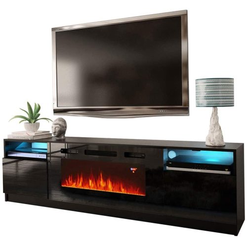FURNITURE & RUGS York 02 Electric Fireplace Modern 79" TV Stand
