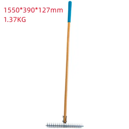 Moss Removal Garden Rake with 19 Teeth, Olive Green