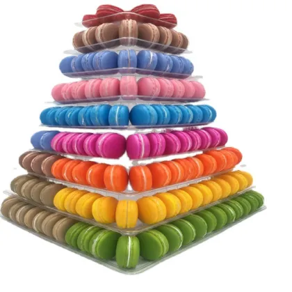 Hot Sale OEM Bakery Storage Box Plastic Cake Macaron Display Stand