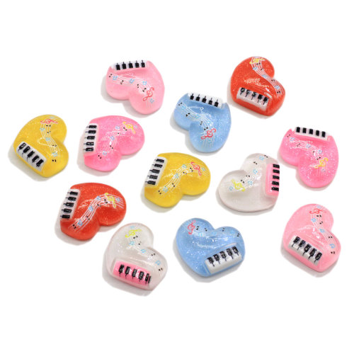 Supply Assorted Colors Resin Lovely Heart Piano Notes Flat Back Charms DIY Craft Cabochons For Children Scrapbook Accessory