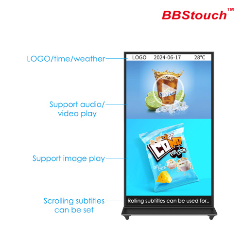 85" Floor Standing Full Screen Advertising signage