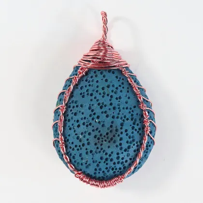 Volcanic Stone Water Drop Copper Plated Tree of Life Pendant - Unisex Jewelry
