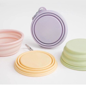 Portable Silicone Pet Bowl for Outdoor Travel - Morandi Colors