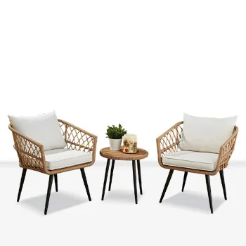 Factory Supply Hot Selling PE Rattan Chair and Table Set for Backyard, Patio, Garden, and Outdoor Bistro Use