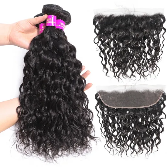 malaysian hair water wave hair bundles with lace frontal chinese hair vendors in Xuchang