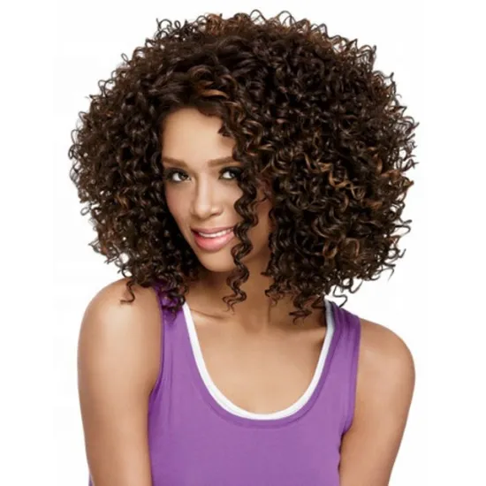 AISHILI Wholesale Afro Curly Synthetic Hair Wigs For Women Heat Resistant Fiber Machine Made Kinky Curly Wig For Women