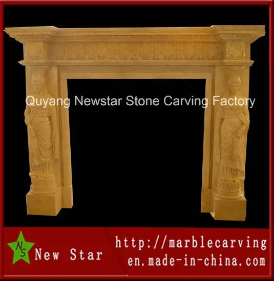 Egypt Cream Marble Carving Fireplace for Indoor Decoration (NS-12F1)