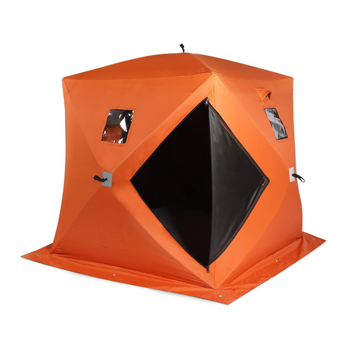 Appelsínugult vetrarís veiði tjald með fjórum hornum