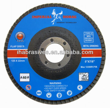 flap dis,125X22MM,80M/S,for metal,steel or wood, T27