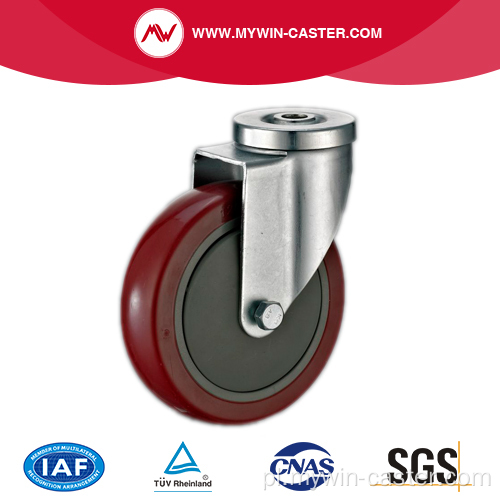 Hollow Swivel Style Red PU przemysłowe kółka samonastawne