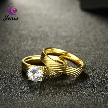 Jenia New Jewelry Women Rings Healthy Titanium Gold Plated Jewellery Ring