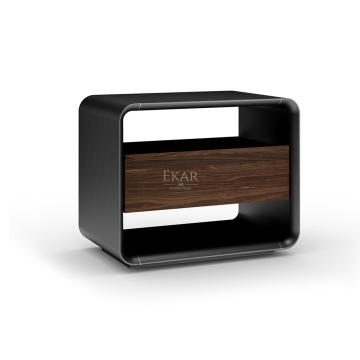 Modern Italian Bedroom Nightstand: Wooden Bedside Table with Drawer