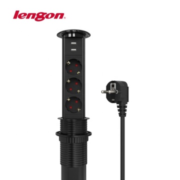 Smart Tabletop Electrical Plug with Lifting Socket and Wireless Charging for Germany