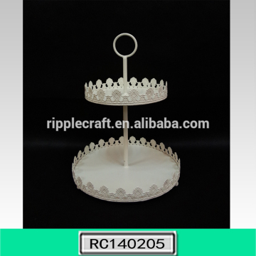 Beautiful Two Tier White Iron Wedding Cake Stand