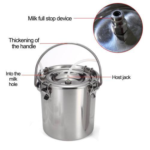 5L Electric Milking Machine Stainless Steel Milker For Farm Cows Goats Vacuum Pump Bucket 220/110V Pasture Cow Sheep Milker