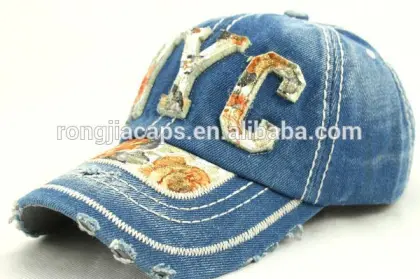 0918157 custom washed distress denim cap hat