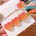 2 Pcs Soft Candy Pure Color Peach Heart Hair Clip Duckbill Clip Set Small Fresh Hairpin Women Hair Accessories