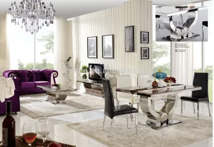 Commercial Stainless Steel Marble Dining Table Induction Cooker Hot Pot Table Sets