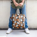 Orange Pumpkin White Ghost Canvas Tote Bag