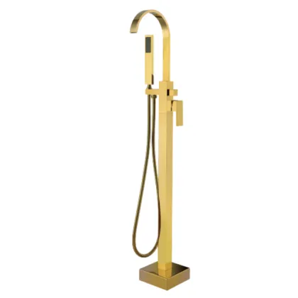 Modern Solid Brass Single Handle Tub Filler - Gold