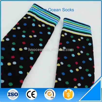 Newest design wave point pattern knitted socks women