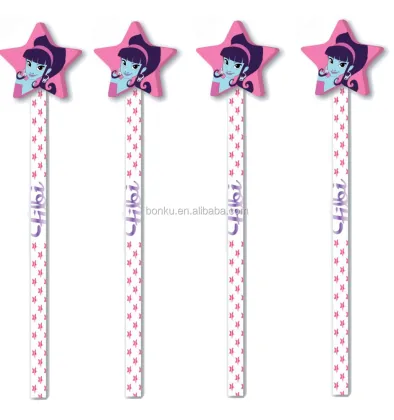 Custom Star Shape Full Color Brand Pencil Top Eraser