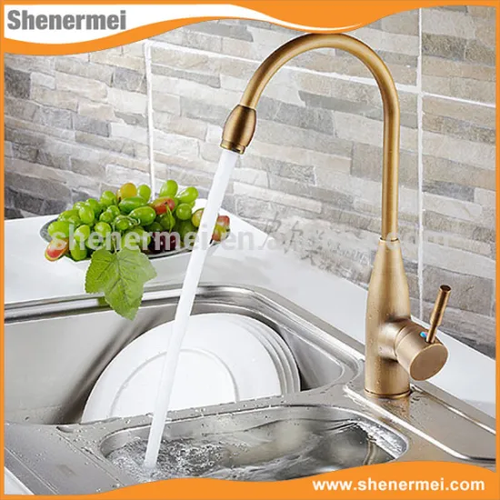 New Products Antique brass Golden long neck faucet