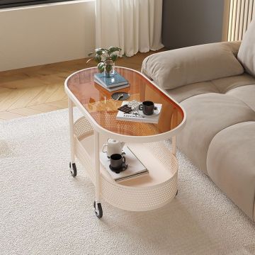 Tavolo laterale mobile moderno di lussuoso vetro: la soluzione perfetta per piccoli spazi