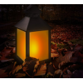 LED lantern with flickering flame optics, flexible hanging