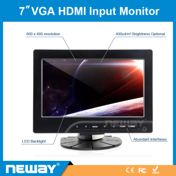 High resolution 800*480 7 inch TFT HDMI Speaker touchscreen LCD monitor