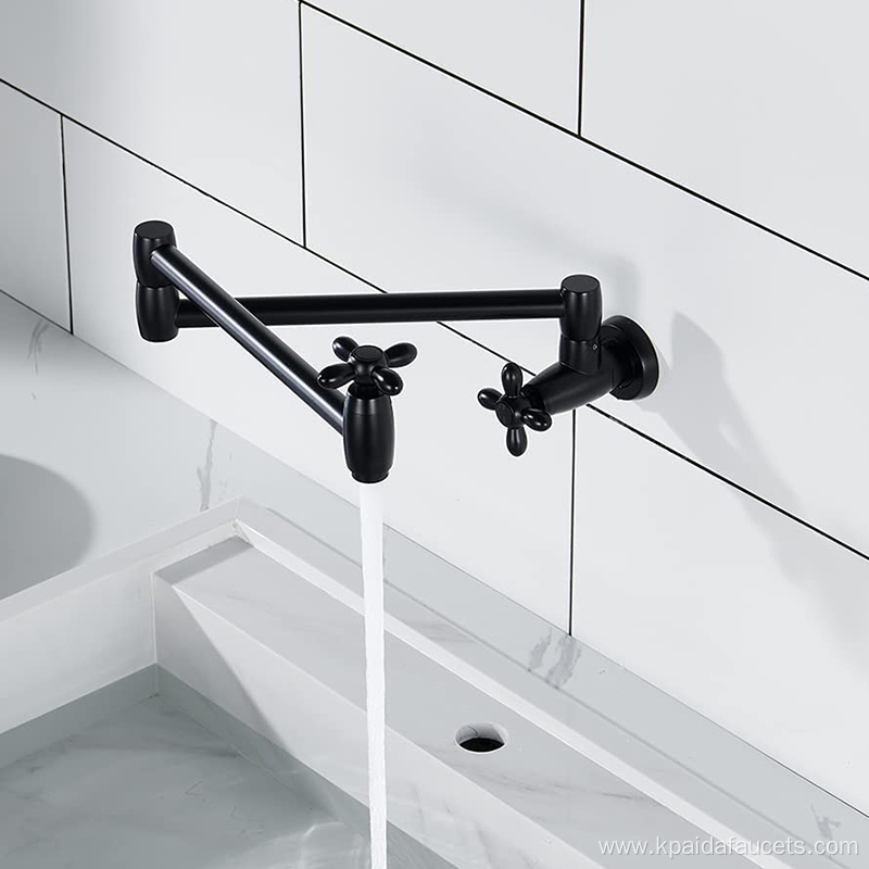 Wall Mounted Pot Filler Brass Black Faucet