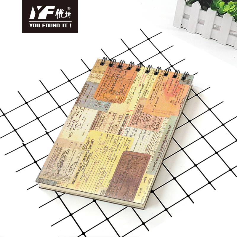 Stile di tempo vintage classico personalizzato A5 Cute Vertical Spiral Coil Notebook Diario con copertina rigida