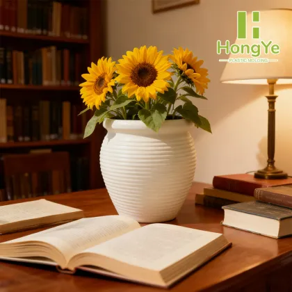 Sophisticated White Striped Flower Container