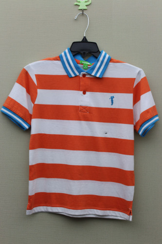 Boy's 100% Cotton Yarn Dyed Polo with Golf Logo Embroidery
